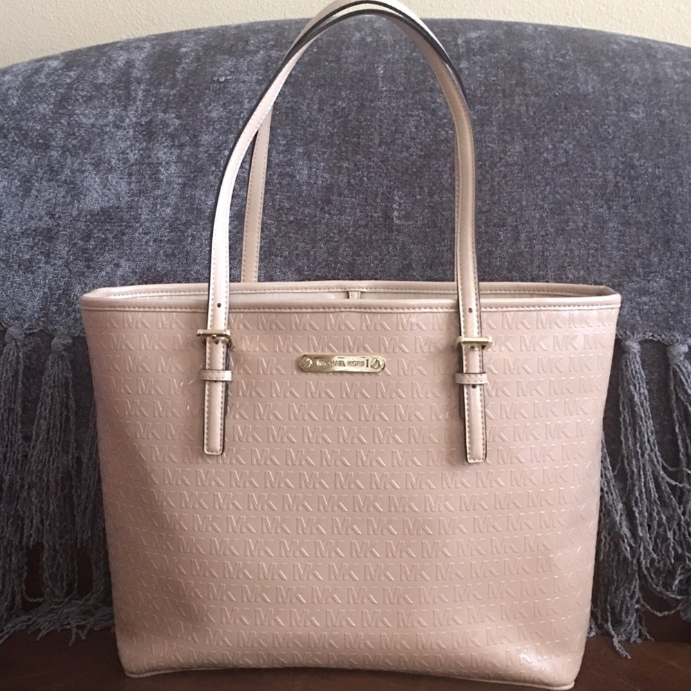 MICHAEL KORS Jet Set Carryall Oyster MK Logo Tote
